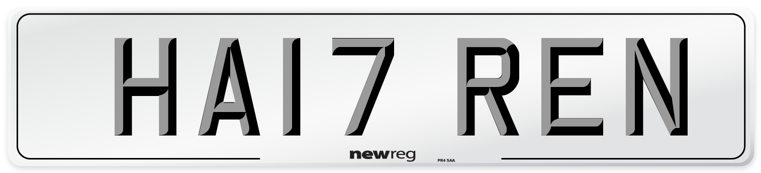 HA17 REN Number Plate from New Reg